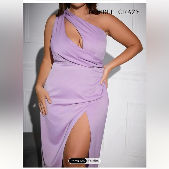 Shein Plus One Shoulder Cut Out Split Thigh Dress - Picture 3 of 5